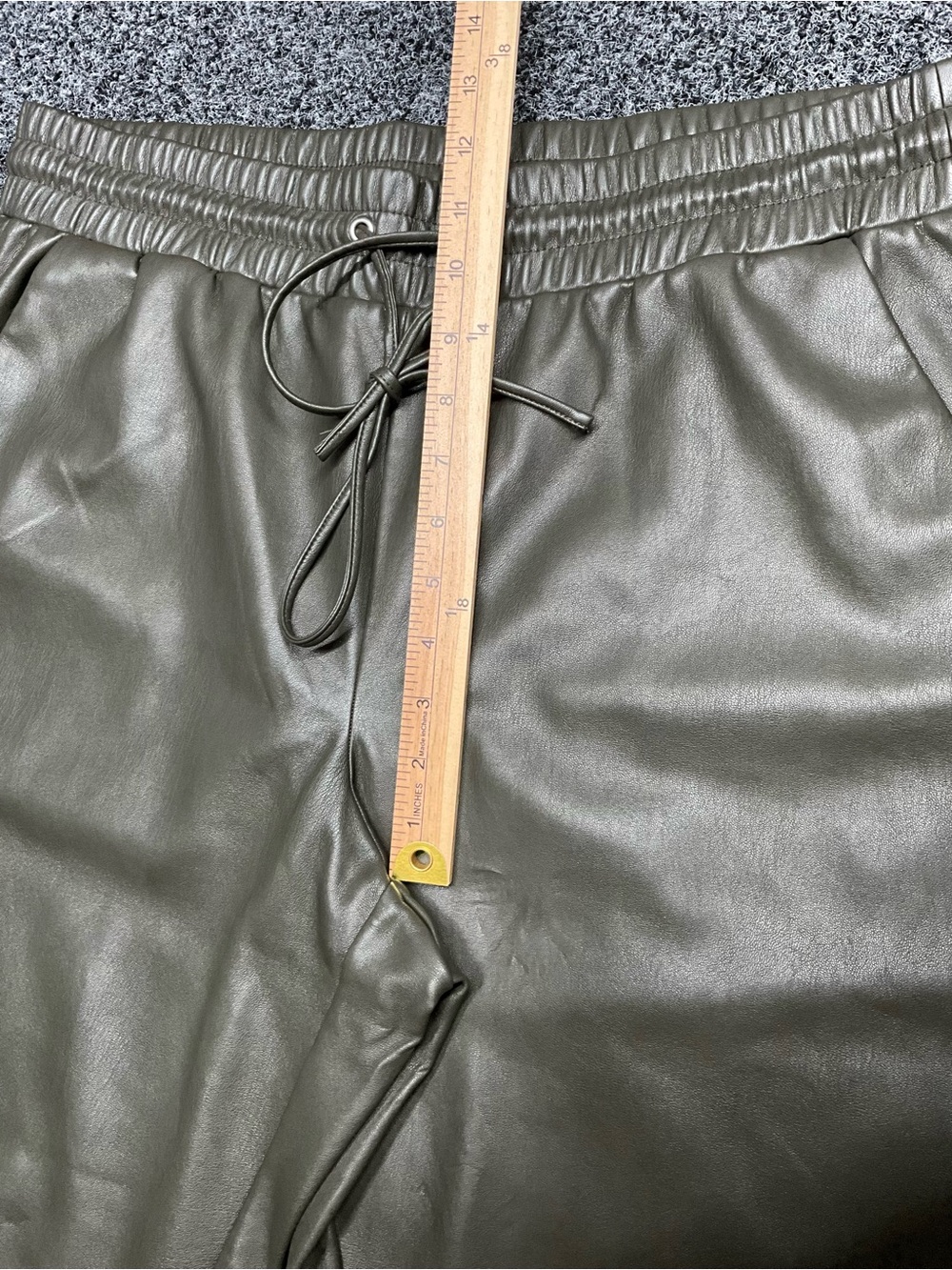 Loft Faux Leather Olive Drawstring Joggers XL - Picture 9 of 11